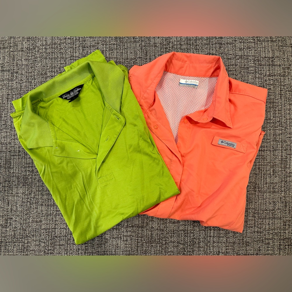 Brooks Brothers men’s lime green country club polo and Columbia PFG bundle
